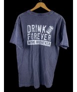 Drink Forever New Buffalo Michigan T Shirt Size Large Mens Blue Gray Beer - $33.48