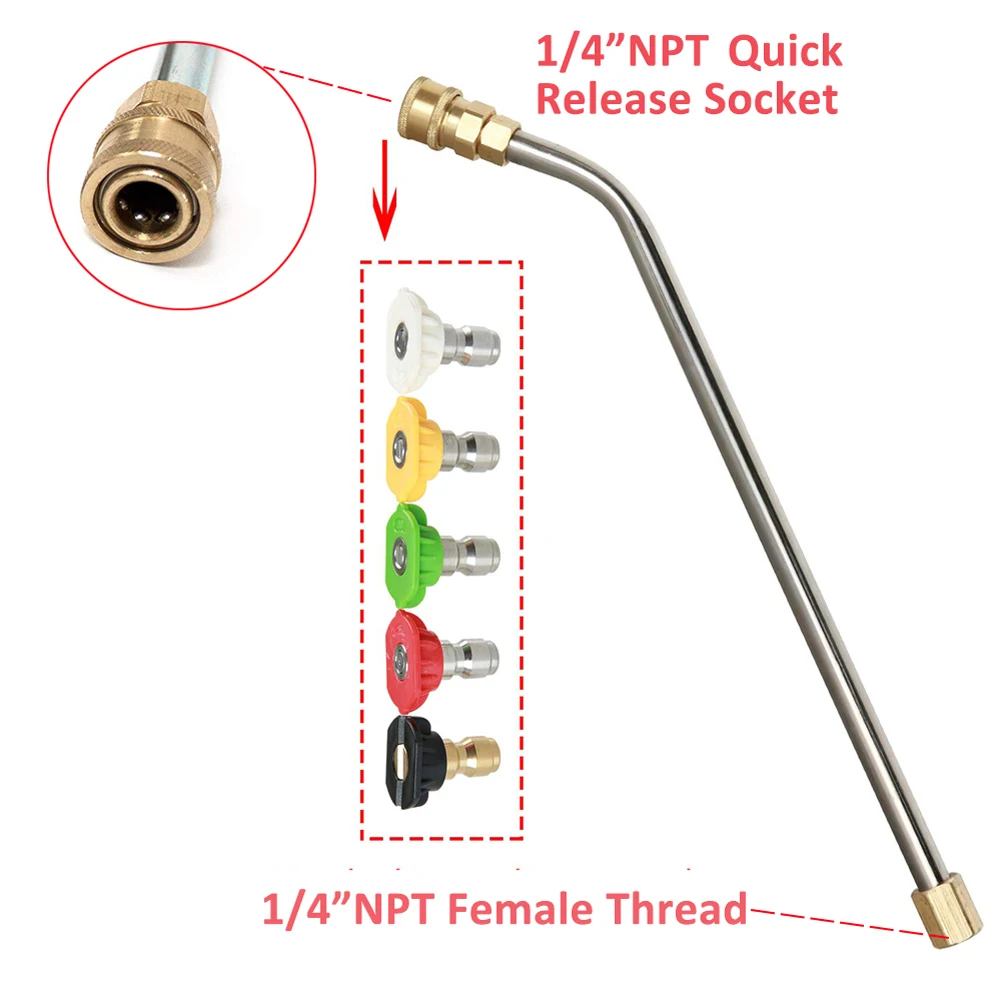 High Pressure Washer Extension Rod Set with 5 Spray Nozzle 1/4 Inch Thre... - £30.61 GBP