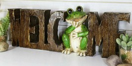 18&quot;L Whimsical Green Frog Welcome Word Art Sign Wall Plaque Or Desktop F... - £27.96 GBP