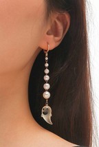 Long Faux Pearl Dangle Ghost Earrings - £6.63 GBP