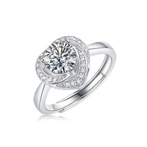 Bridesmaid 1Ct D/VVS1  Moissanite Heart Shape 925 Silver Adjustable Promise Ring - £94.78 GBP