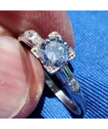 Original EARTH MINED DIAMOND Deco Engagement Ring REAL SOLID PLATINUM So... - $5,315.25