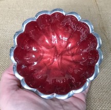 Julia Knight Petite Peony Bowl 4 Inch Pomegranate Red Interior Trinket Dish - £11.11 GBP