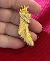 Gold-tone Rhinestone Stuffed Stocking Brooch Lot J41 - $13.07 CAD
