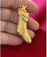 Gold-tone Rhinestone Stuffed Stocking Brooch Lot J41 - $9.49