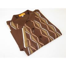 Mens Stacy Adams Italian Style Knit Woven Shirt Short Sleeves 71027 Brown image 4