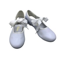 Toddlers Bow Tie White Tap Shoes Tyette Size 8.5 Recital Dance Class Lea... - $24.75