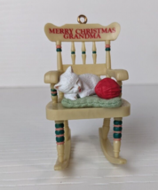 1987 Enesco Imports Ornament Merry Christmas Grandma Cat yarn Rocking Chair - $6.92