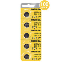 Toshiba CR1216 Battery 3V Lithium Coin - Replaces Panasonic CR1216 (100 Pcs) - £69.19 GBP