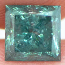 1 Carat Princess Shaped Diamond Fancy Turquoise Color I1 Enhanced Real Certified - £510.09 GBP