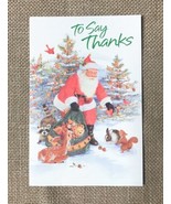 Vintage Carlton Cards Single Thank You Card Santa Claus Woodland Critter... - £5.20 GBP