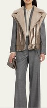 $10999 NWT Brunello Cucinelli Leather Shearling Jacket Vest sz XL sz12 I... - £1,579.53 GBP