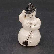 VTG Rosbro Rosen Hard Plastic Snowman Christmas Ornament Black Top Hat Broom 50s - £11.90 GBP
