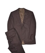 Vintage Bespoke Suit Mens 38S Brown Pinstripe Jacket &amp; Pants Wool 34x28 ... - £105.63 GBP