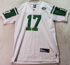 NFL New York Jets Jersey #17 Burress Reebok Men Size 50 White Green Short Sleeve - £29.04 GBP