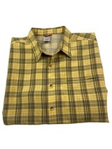 North Face Camp Shirt Plaid Short Sleeve Button-Down Zipper Pocket Yello... - £13.30 GBP