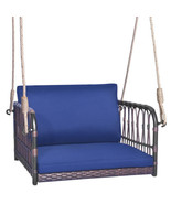 Single Person Hanging Seat with Seat and Back Cushions-Navy - Color: Navy - $2,654.36 MXN