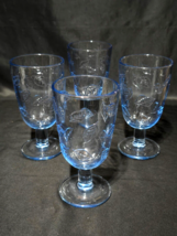 Vintage 6.25&quot; Iced Tea Glass With Blue Tint And Embossed Leaves - MINT S... - $30.78