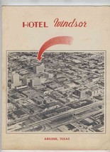 Hotel Windsor Menu Abilene Texas 1950&#39;s Downtown Aerial View Cover 1st Hilton Ho - £114.82 GBP