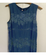 Long maxi sleevless light weight blue with floral pattern dress - $376.72 MXN