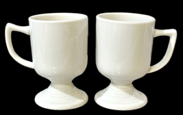 Mayer China Restaurant Ware Irish Coffee Mugs Cups 2 Footed Pedestal Solid White - £6.80 GBP