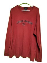 Vintage Eddie Bauer Sport Shirt Long Sleeve Red Tee Made In USA Cotton Mens Lg - £11.38 GBP