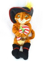 Ty Puss In Boots Tabby Cat Plush Toy 2008 Shrek The Halls Candy Cane &amp; Hat - $9.50