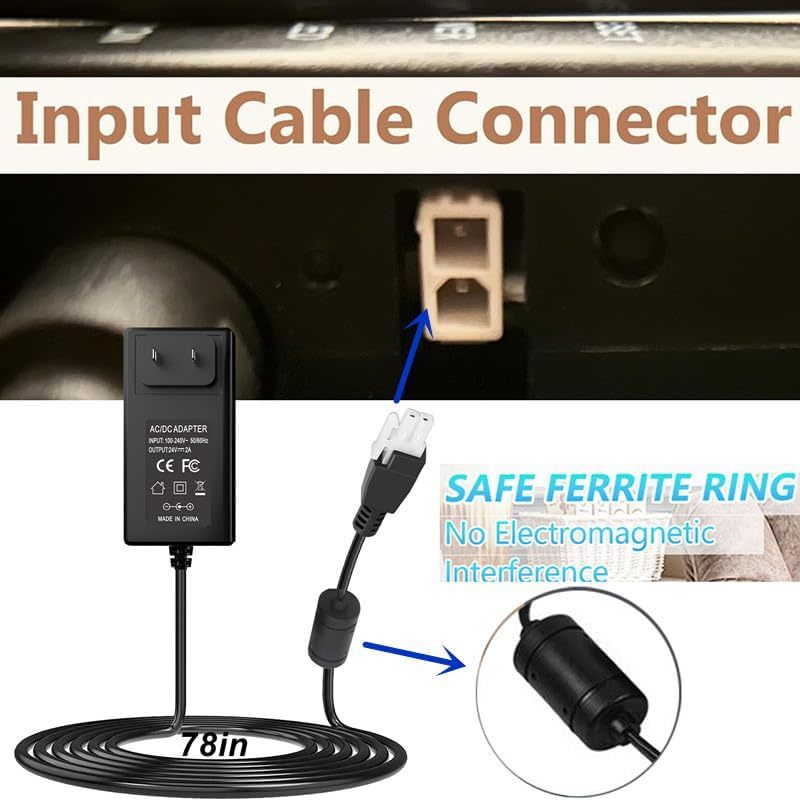Adjustable Bed 24V Base Power Supply Replacement Power Cord