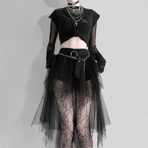 Harajuku Gothic Mesh Skirt Women&#39;s Cyberpunk Women&#39;s High Waist Irregula... - £11.12 GBP+