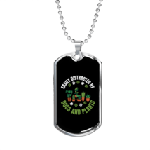 Distracted by Dogs and Plants Necklace Stainless Steel or 18k Gold Dog Tag 24&quot;  - £37.92 GBP+