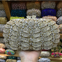gold/silver/champagne multi colour Ladies clutch bag  evening bag Crystal Party  - £98.74 GBP