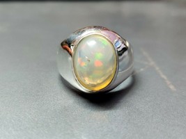Opal Mens Ring Sterling Silver Ethiopian Opal Statement Ring Big Opal Mens Ring  - £65.41 GBP