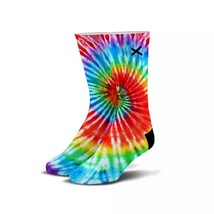 Odd Sox Mens Crew Tie Dye Socks Red Yellow Blue Green Purple Rainbow Siz... - $14.99