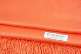 Orange Pashmina Womens Solid 78x28 Silky Shawl Wrap Wool Feel Blend Scarf - £14.37 GBP