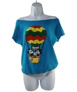 VTG Mickey &amp; Minnie Mouse Sunday Comics CropTop Embroidered Blue Sz Med  - $360.96 MXN