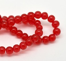 Bead Lot 1 strand 8mm round beautiful Red glass 31 inch strands RED8 - £3.78 GBP
