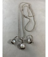 Silpada 925 Sterling Silver W1394 Pearl Button Frame Square Earrings &amp; N... - $169.10 CAD