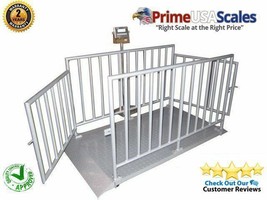 10,000 LB x 2 LB Optima 7&#39; x 5&#39; Cattle Livestock Animal Scale System &amp; Gate - $7,999.00