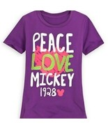 Peace Love Mickey 1928 Purple Kids Shirt Size XL - £11.25 GBP