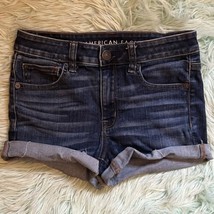 American Eagle Next Level Stretch Jean Shorts Size 6 Blue Cuffed Hi Rise... - £19.47 GBP