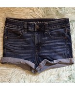 American Eagle Next Level Stretch Jean Shorts Size 6 Blue Cuffed Hi Rise... - $24.75