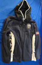 Discontinued Custom Usn Us Navy Blue White Zip Up Hoodie Fleece Jacket Medium - £28.48 GBP