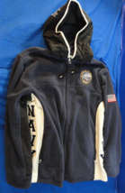 DISCONTINUED CUSTOM USN US NAVY BLUE WHITE ZIP UP HOODIE FLEECE JACKET M... - £28.41 GBP