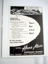 1958 Hawaii Ad Hotel Hana-Maui, Maui, Hawaii - £6.38 GBP