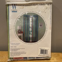Wamsutta Candy Stripe Vtg Curtain Panel 41x84”  Blue Pink Green - $24.74