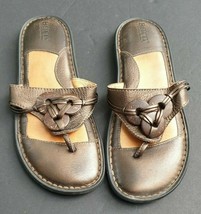 Born Bronze Leather Casual Slide Thong Flip Flop Sandals Shoes Women&#39;s 8 / EU 39 - £22.41 GBP