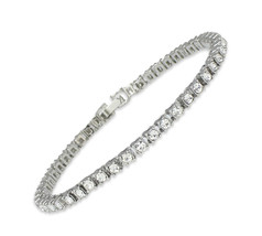 Mens Womens 1 Row Cz Tennis Bracelet 14k White Gold Plated 8 inch - £8.28 GBP