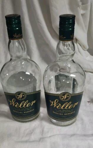 Pair of 2 Empty Weller 1.75L Whiskey Bourbon Bottles Upcycle Reuse Craft... - $21.99