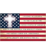 USA Pledge of Allegiance Cross 3&#39;X5&#39; Flag ROUGH TEX® 100D - £15.09 GBP