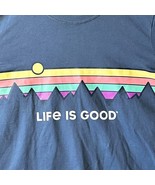 Life Is Good Mountain Stripe Blue Long Sleeve Crusher T-Shirt - Women&#39;s ... - $32.41 CAD